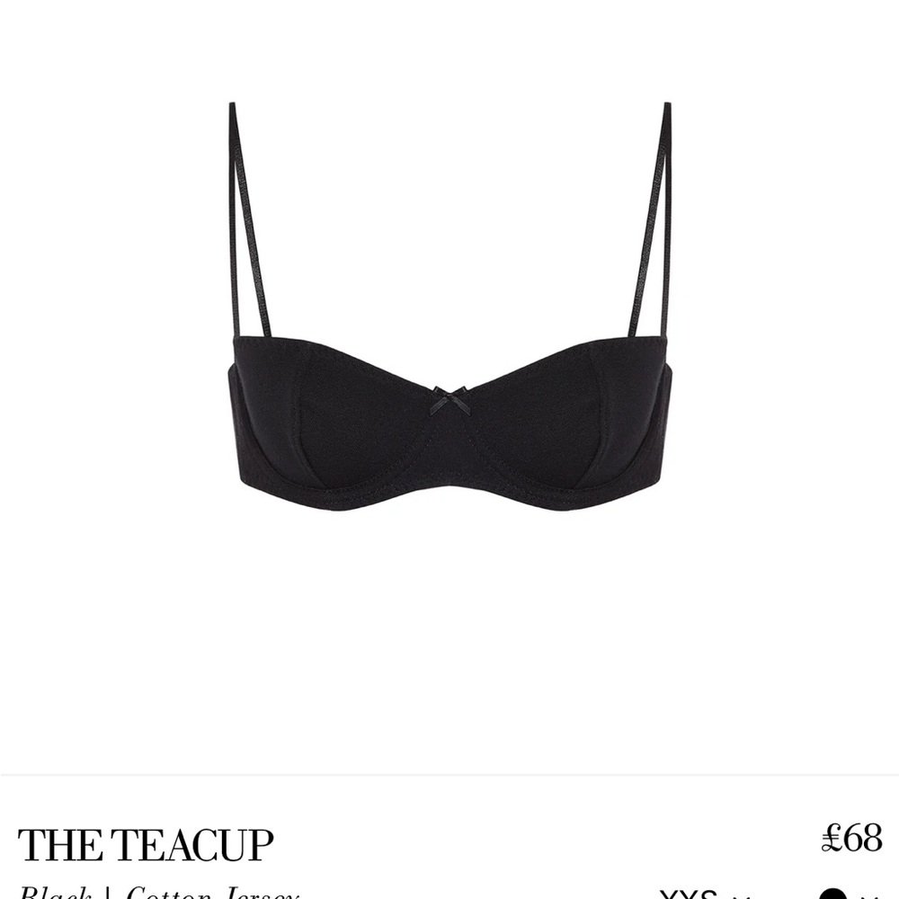 Cou cou intimates Black teacup Bra with Adjustable Straps size XS